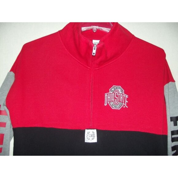 Victoria's Secret PINK Sweatshirt Medium Ohio State sequin 1/4-zip Pullover OSU - Picture 15 of 16